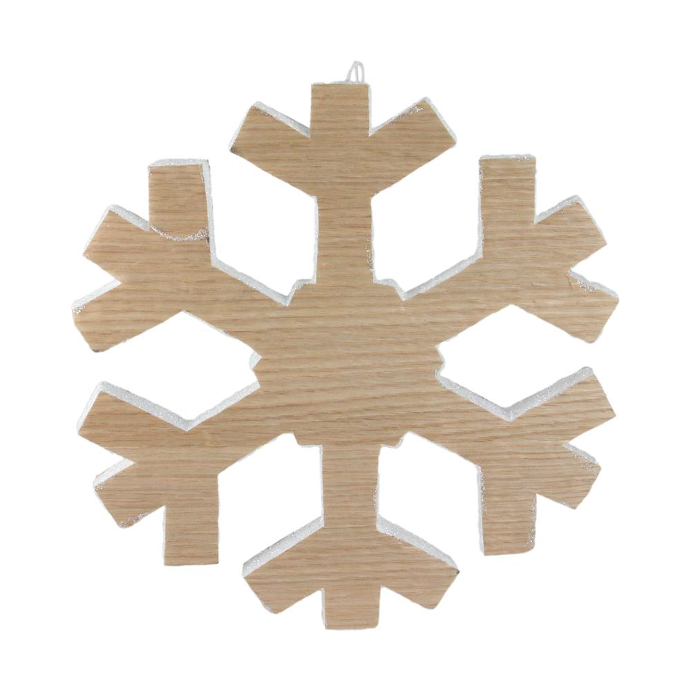 12.5" Tan Brown Wood Grain Snowflake Christmas Decoration. The main picture.