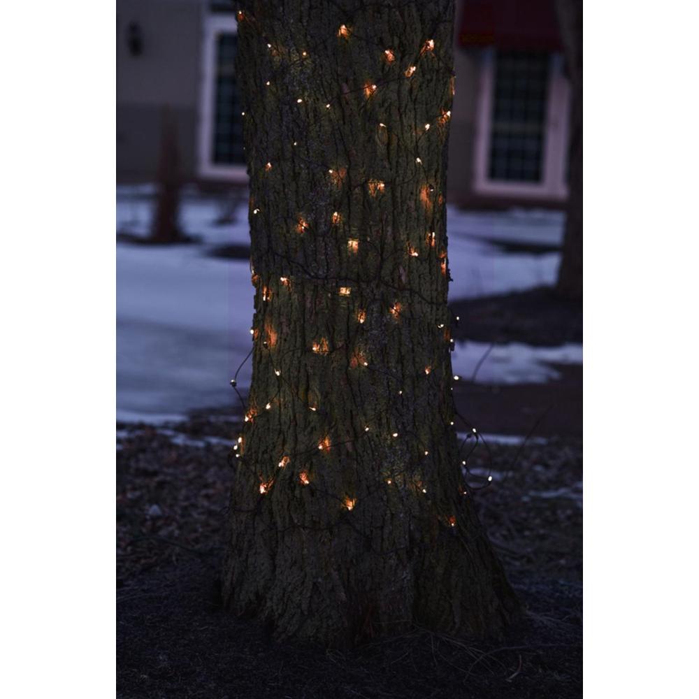 2' x 8' Orange LED Net Style Tree Trunk Wrap Christmas Lights - Brown Wire. Picture 2