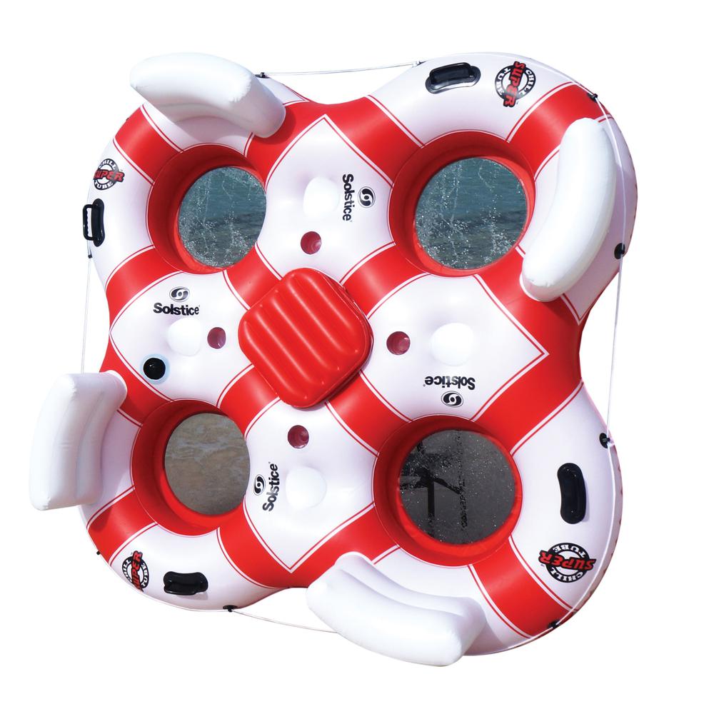 78-Inch White and Red Solstice Super Chill Quarto Swimming Pool Float. Picture 1