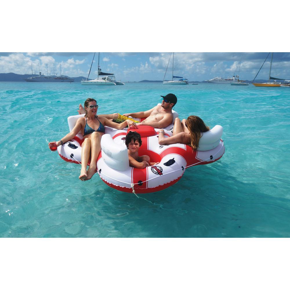 78-Inch White and Red Solstice Super Chill Quarto Swimming Pool Float. Picture 3