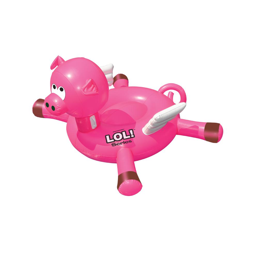 Pink Inflatable Flying Pig Swimming Pool Float  54-Inch. Picture 1