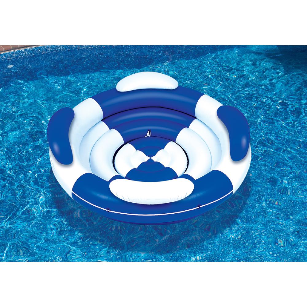 84" Inflatable Blue And White Sofa Island Swimming Pool Lounger. Picture 4