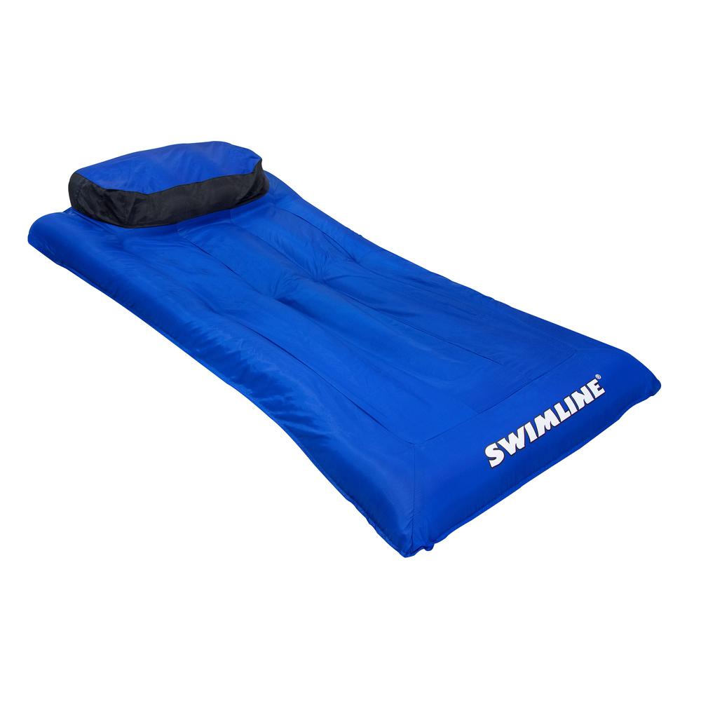 78" Inflatable Blue and Black Ultimate Mattress Swimming Pool Lounger. Picture 1