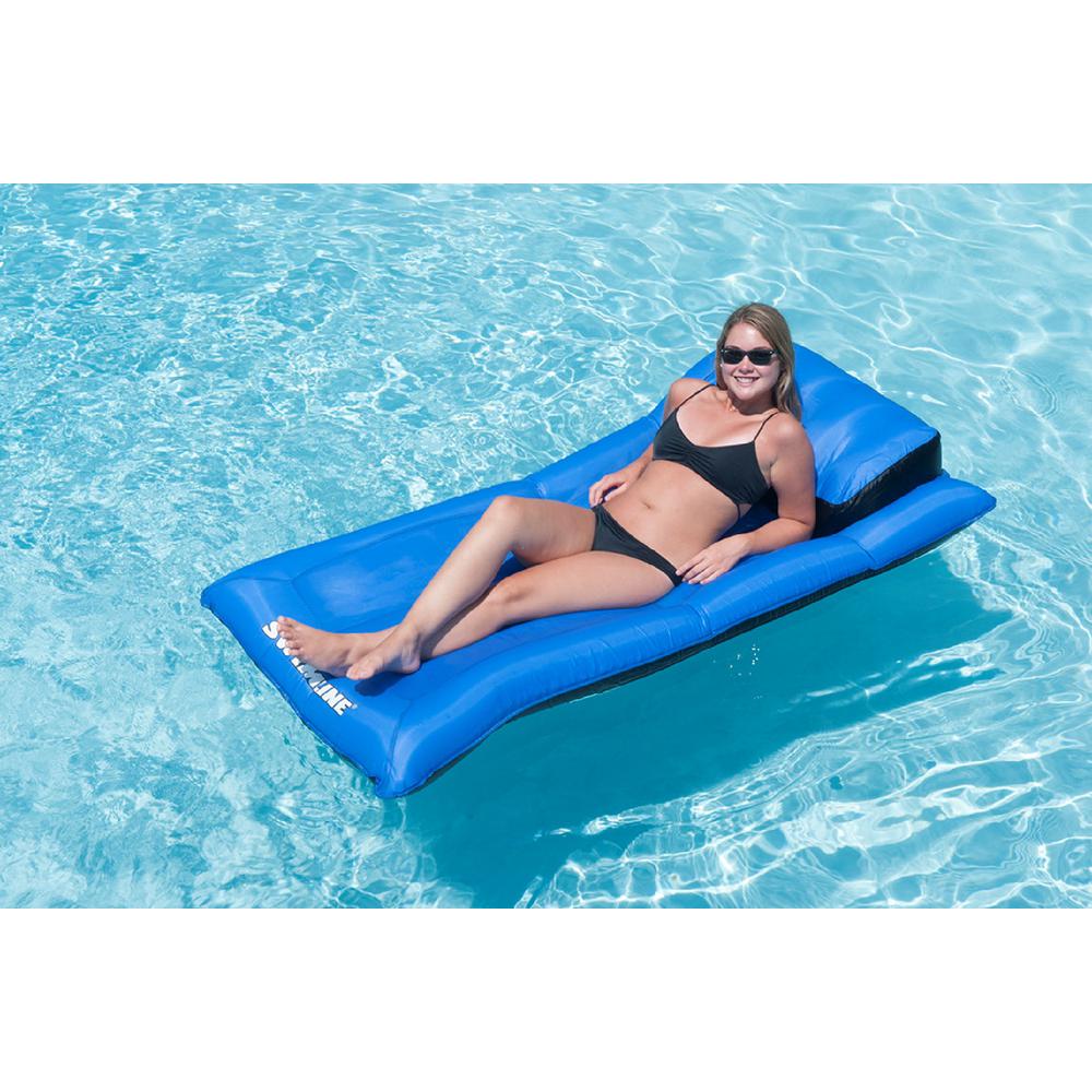 78" Inflatable Blue and Black Ultimate Mattress Swimming Pool Lounger. Picture 2