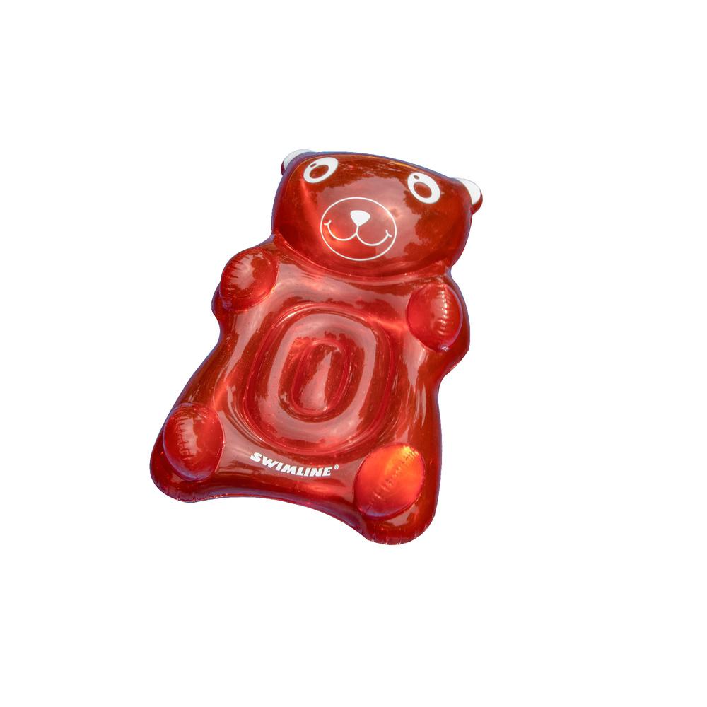 Inflatable Red Transparent Gummy Bear Swimming Pool Float  60-Inch. Picture 1