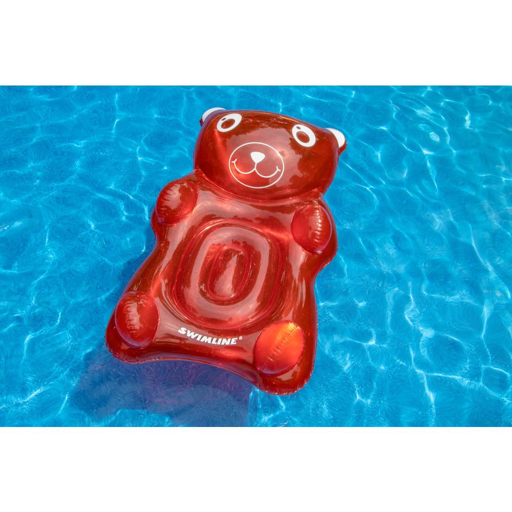 Inflatable Red Transparent Gummy Bear Swimming Pool Float  60-Inch. Picture 2