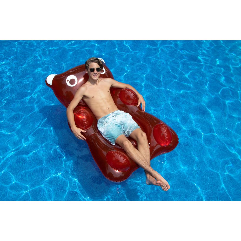 Inflatable Red Transparent Gummy Bear Swimming Pool Float  60-Inch. Picture 3