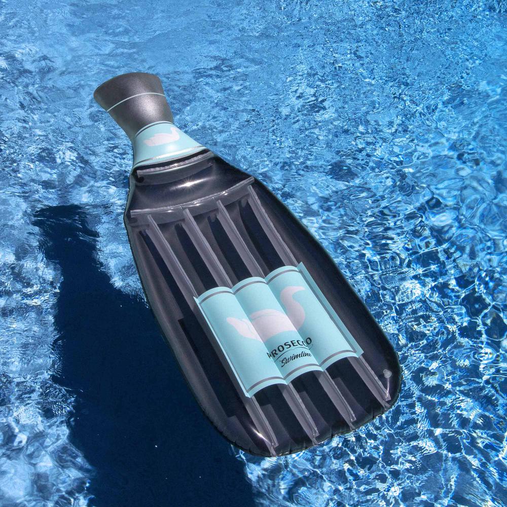 86" Gray and Blue Prosecco Bottle Swimming Pool Lounge Float. Picture 3