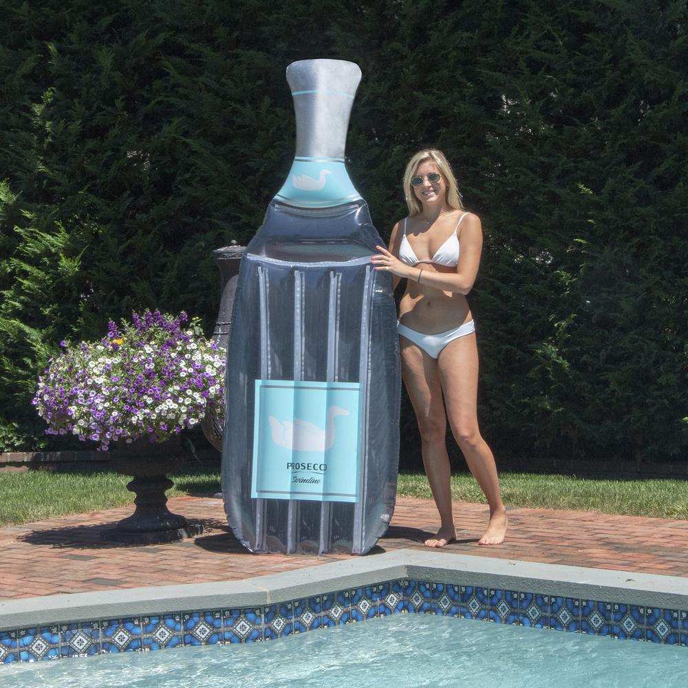 86" Gray and Blue Prosecco Bottle Swimming Pool Lounge Float. Picture 2