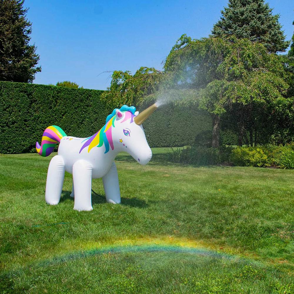 6ft Rainbow Unicorn Outdoor Inflatable Lawn Sprinkler. Picture 2