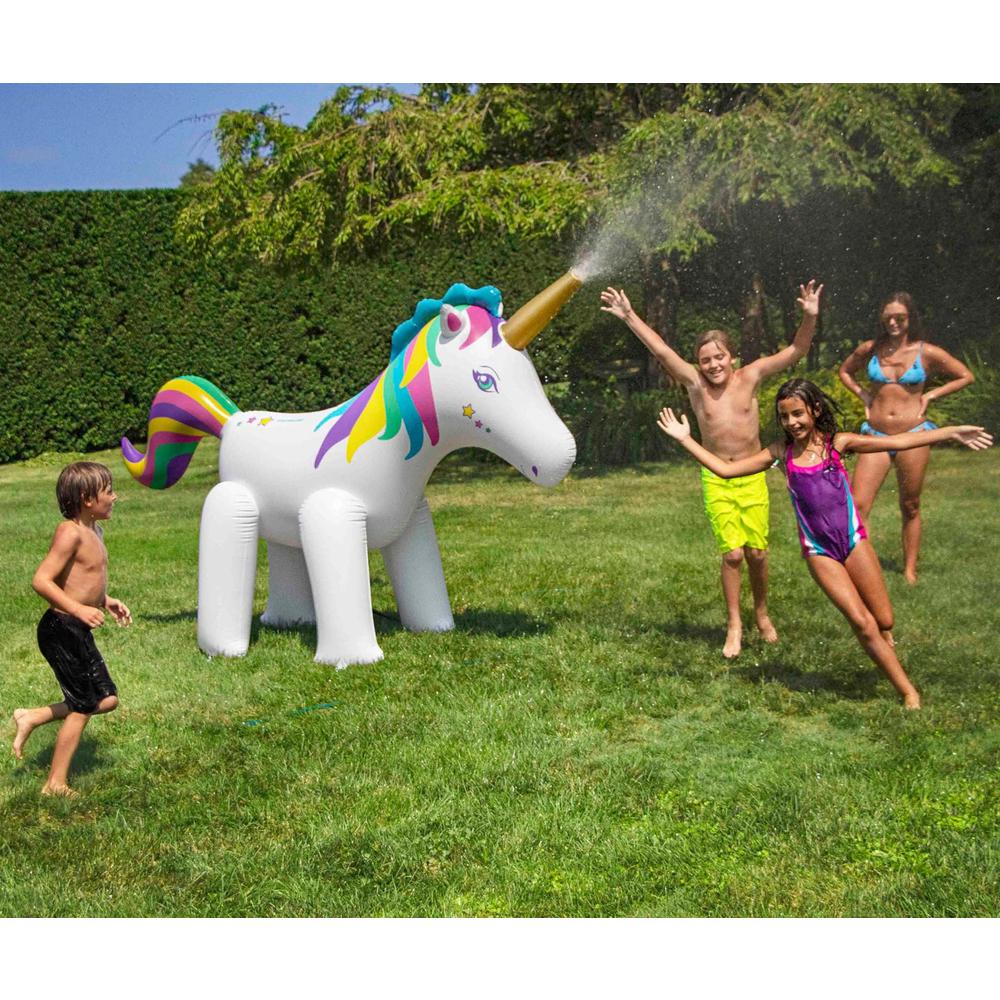 6ft Rainbow Unicorn Outdoor Inflatable Lawn Sprinkler. Picture 4