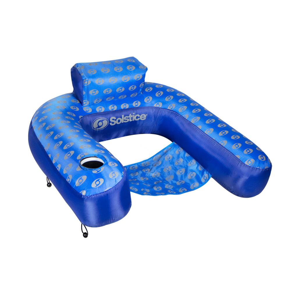 39" Inflatable Blue Swirl Pattern Loop Swimming Pool Lounger Chair. Picture 1