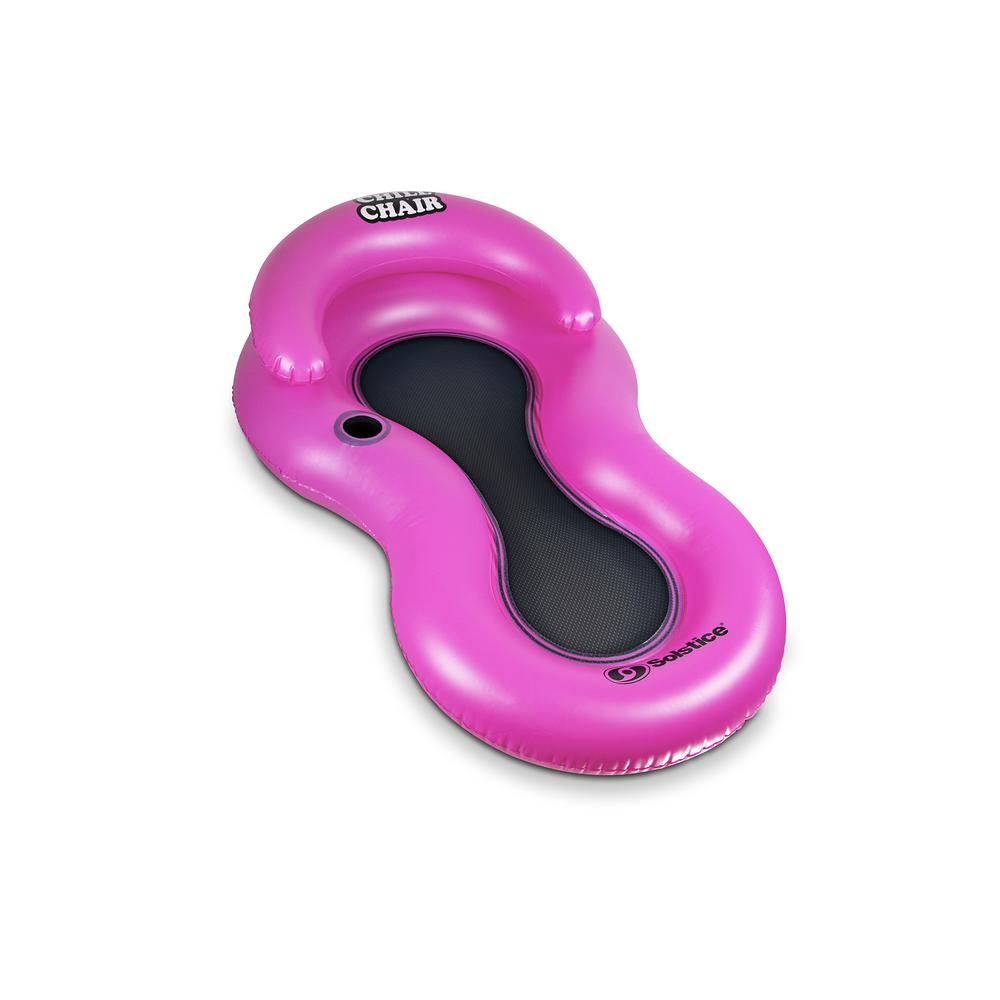 61-Inch Inflatable Hot Pink Chill Swimming Pool Floating Lounge Chair. Picture 1