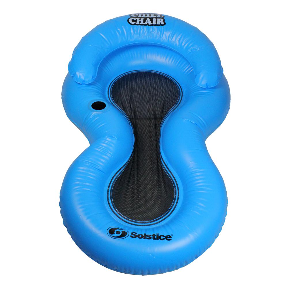 61-Inch Inflatable Blue Chill Swimming Pool Floating Lounge Chair. Picture 1