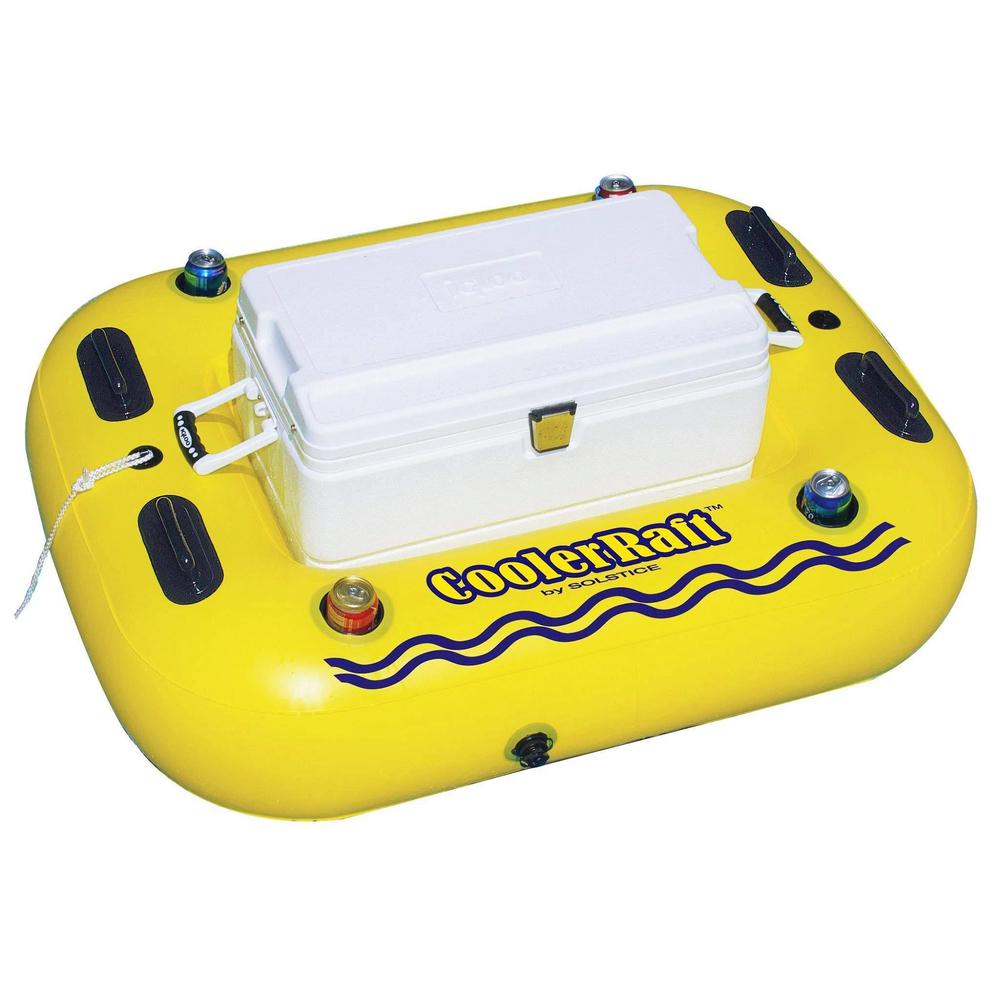 55" Inflatable Yellow and Black Swimming Pool Cooler Raft Float. Picture 1