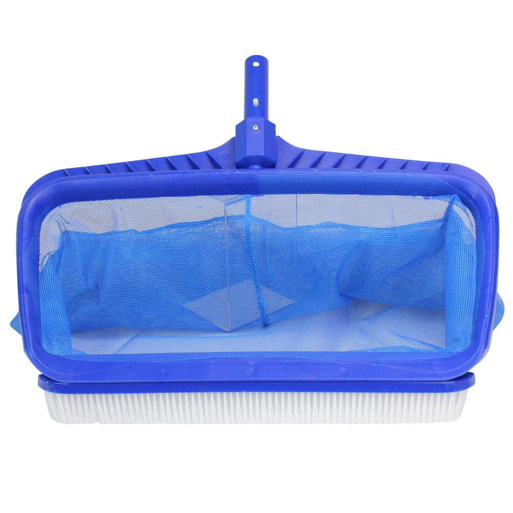 Blue Professional Deep Bag Swimming Pool Skimmer Rake and Brush Combo. Picture 2