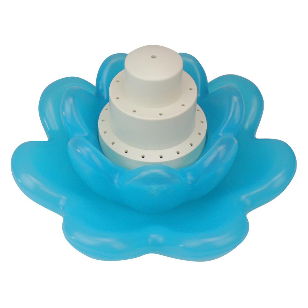 11-Inch Blue Triple Tier Flower Blossom Swimming Pools Water Fountain. Picture 1