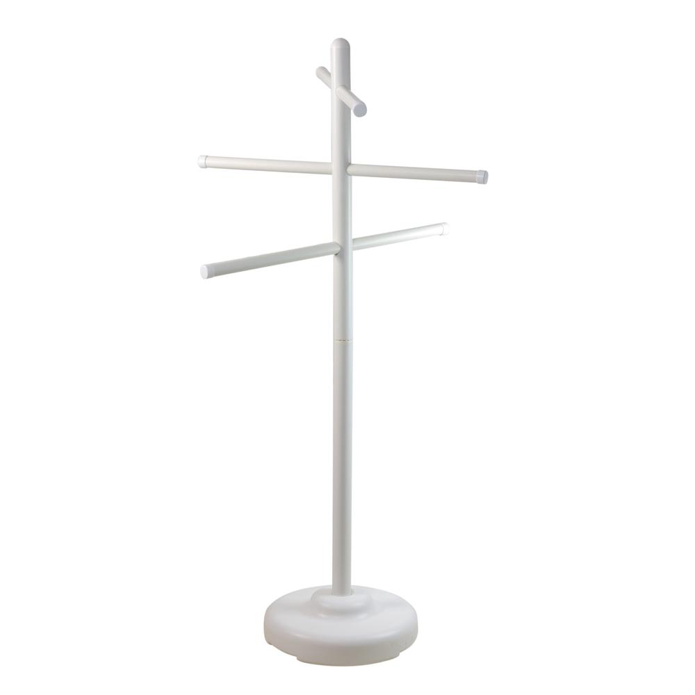 51-Inch White Swimming Pool Towel Hanging Rack Poolside Organizer. Picture 1