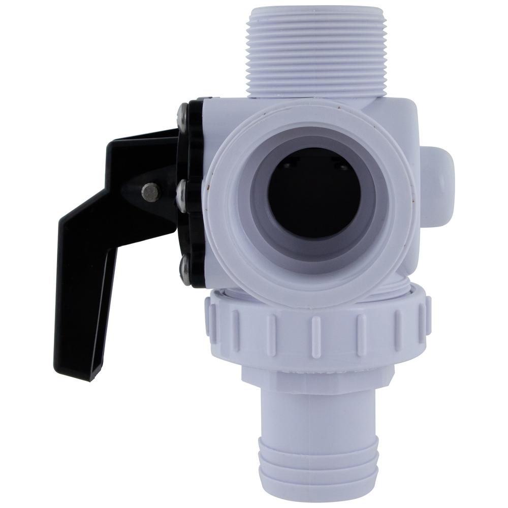 White HydroTools Swimming Pool and Spa Standard Right Outlet 3-Way Ball Valve. Picture 2