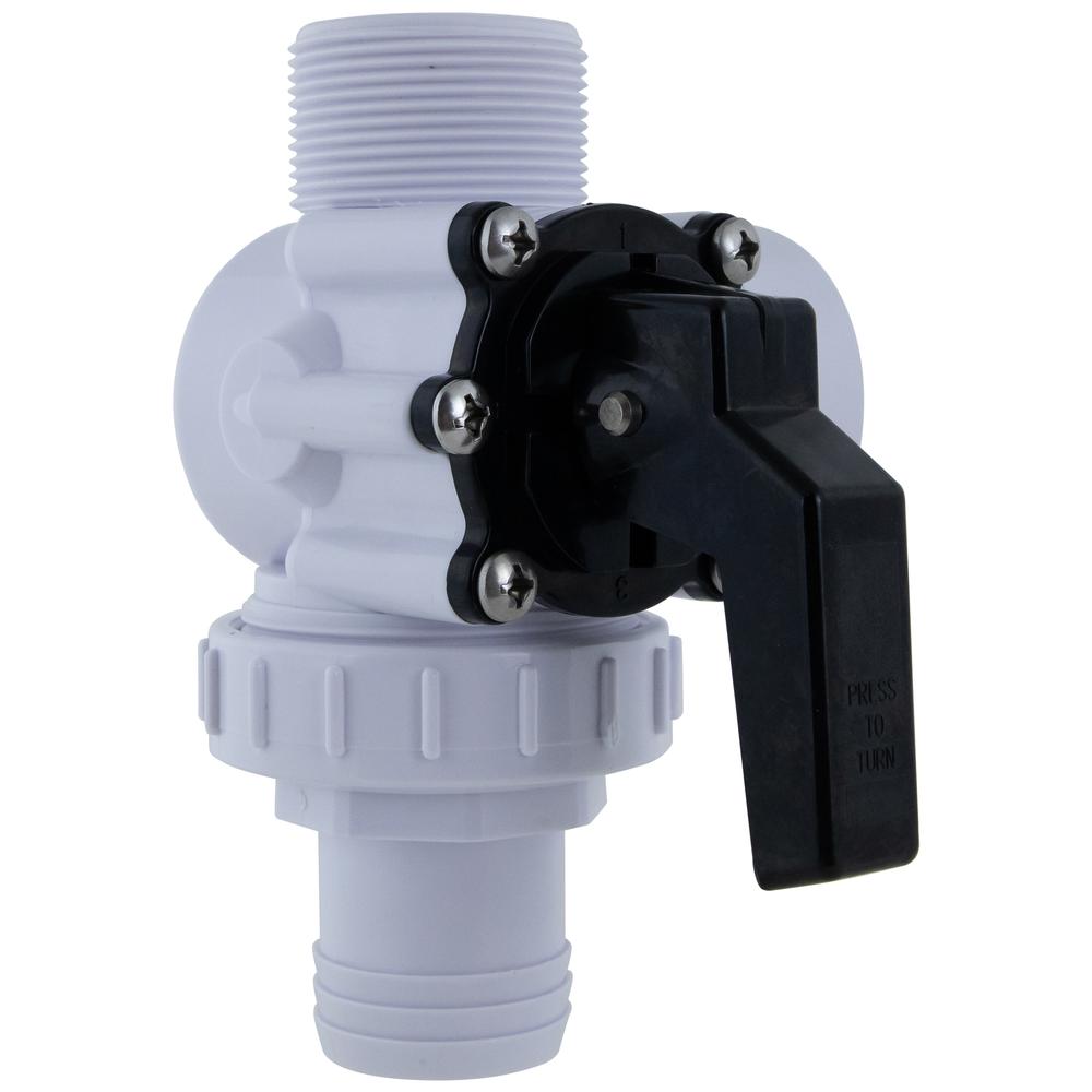 White HydroTools Swimming Pool and Spa Standard Right Outlet 3-Way Ball Valve. Picture 5