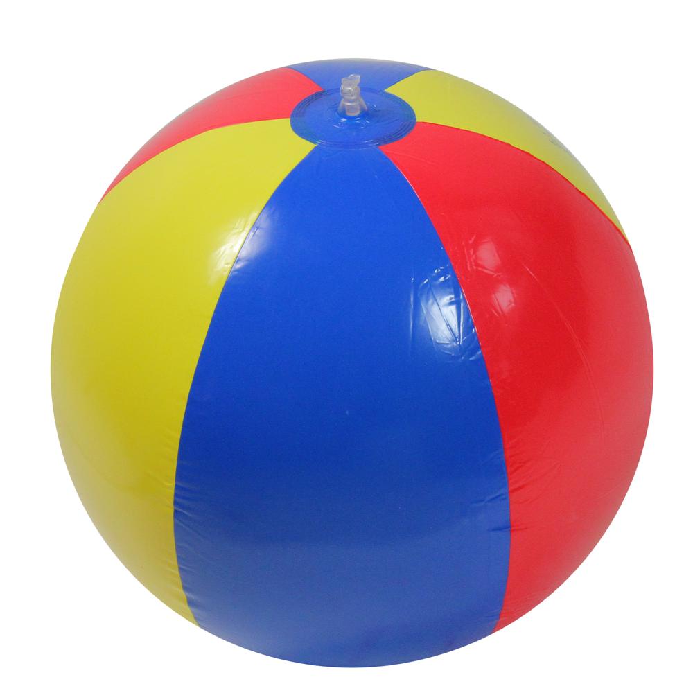 46-Inch Red and Yellow Inflatable Classic Beach Ball Swimming Pool Toy. Picture 2