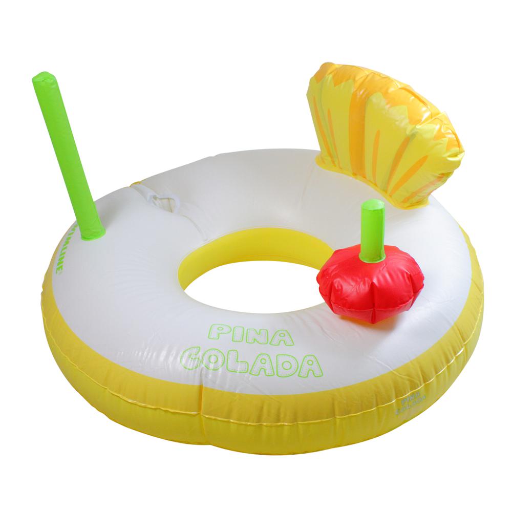 41" Inflatable Yellow and White Pina Colada Swimming Pool Ring Float. Picture 1