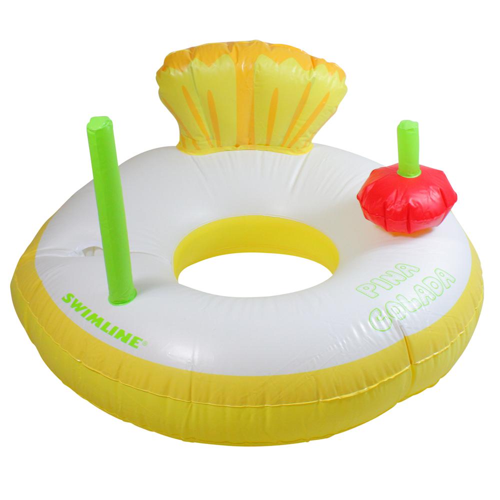 41" Inflatable Yellow and White Pina Colada Swimming Pool Ring Float. Picture 2