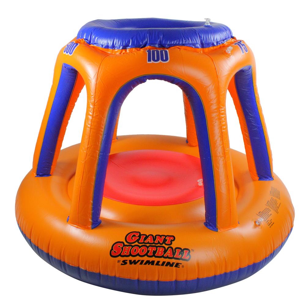 48" Orange and Blue Inflatable Giant Floating Shoot Ball Swimming Pool Game. Picture 1