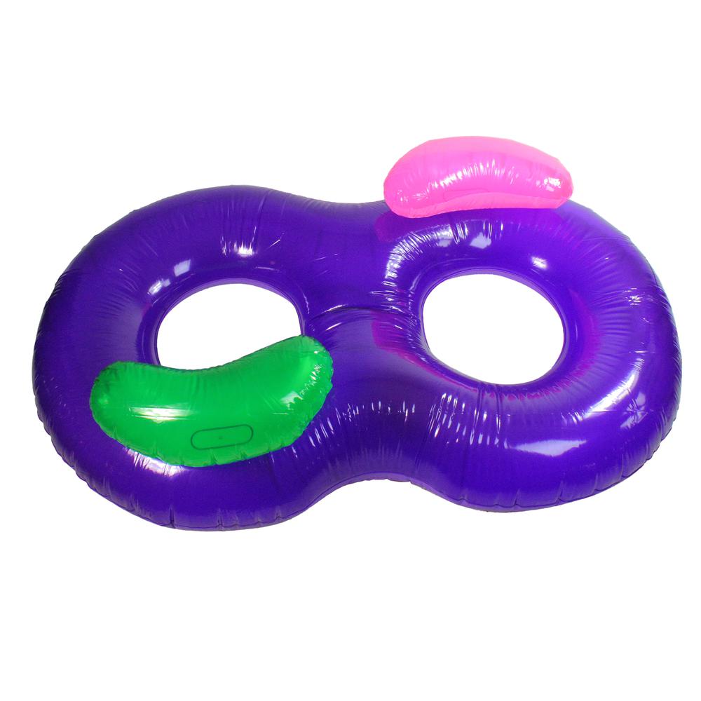76" Inflatable Purple Side By Side Swimming Pool Lounger Raft. Picture 1