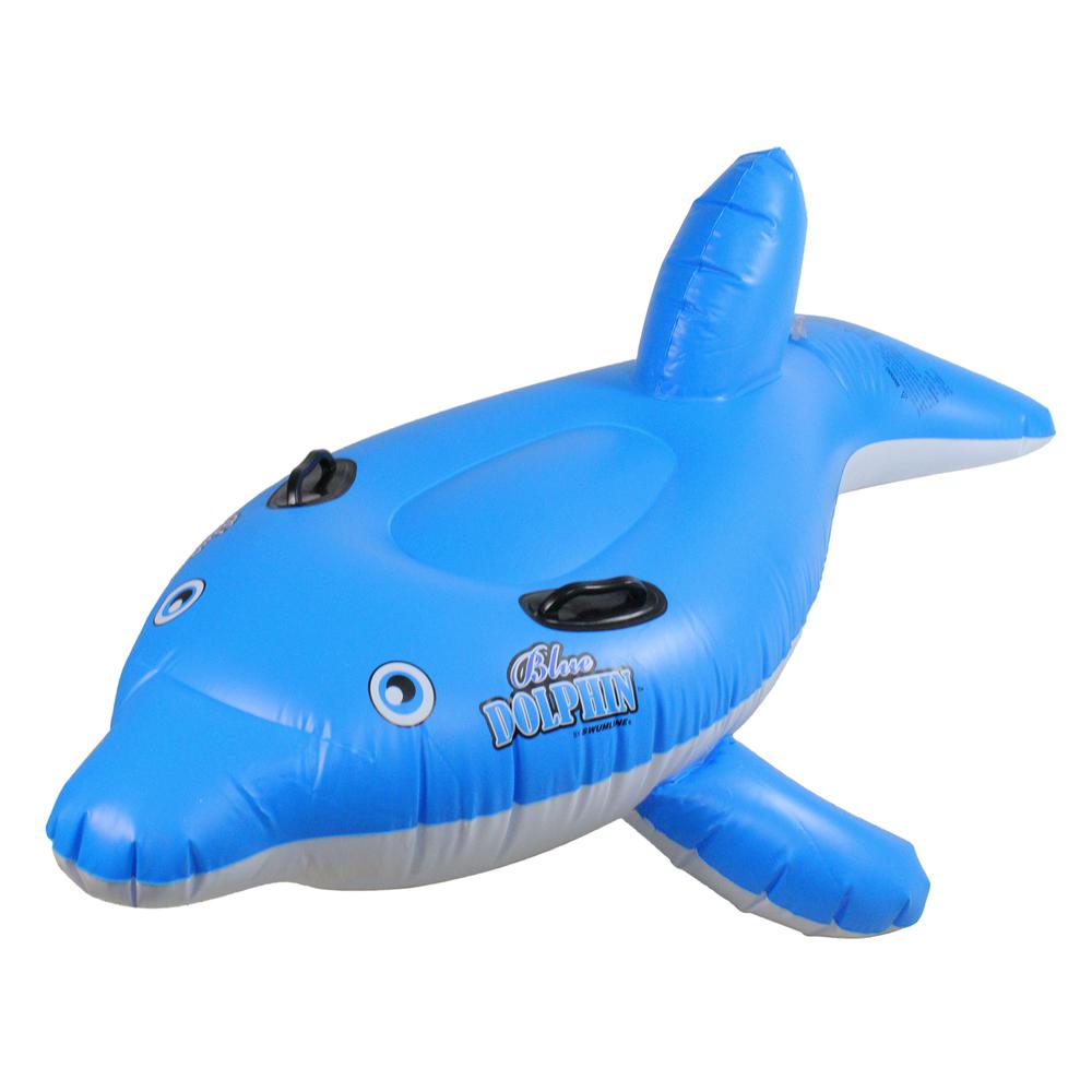 61" Inflatable Blue Ride-On Dolphin Children's Swimming Pool Float. Picture 2