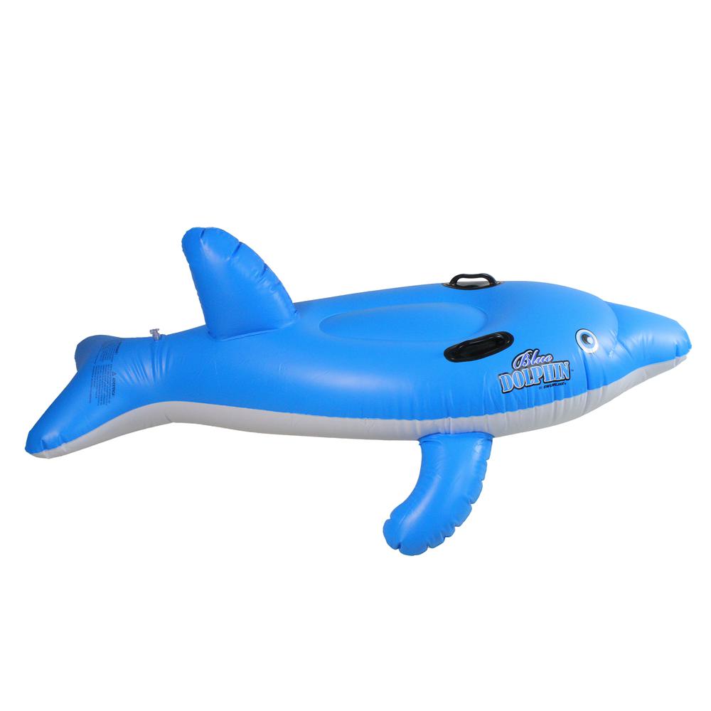 61" Inflatable Blue Ride-On Dolphin Children's Swimming Pool Float. Picture 1