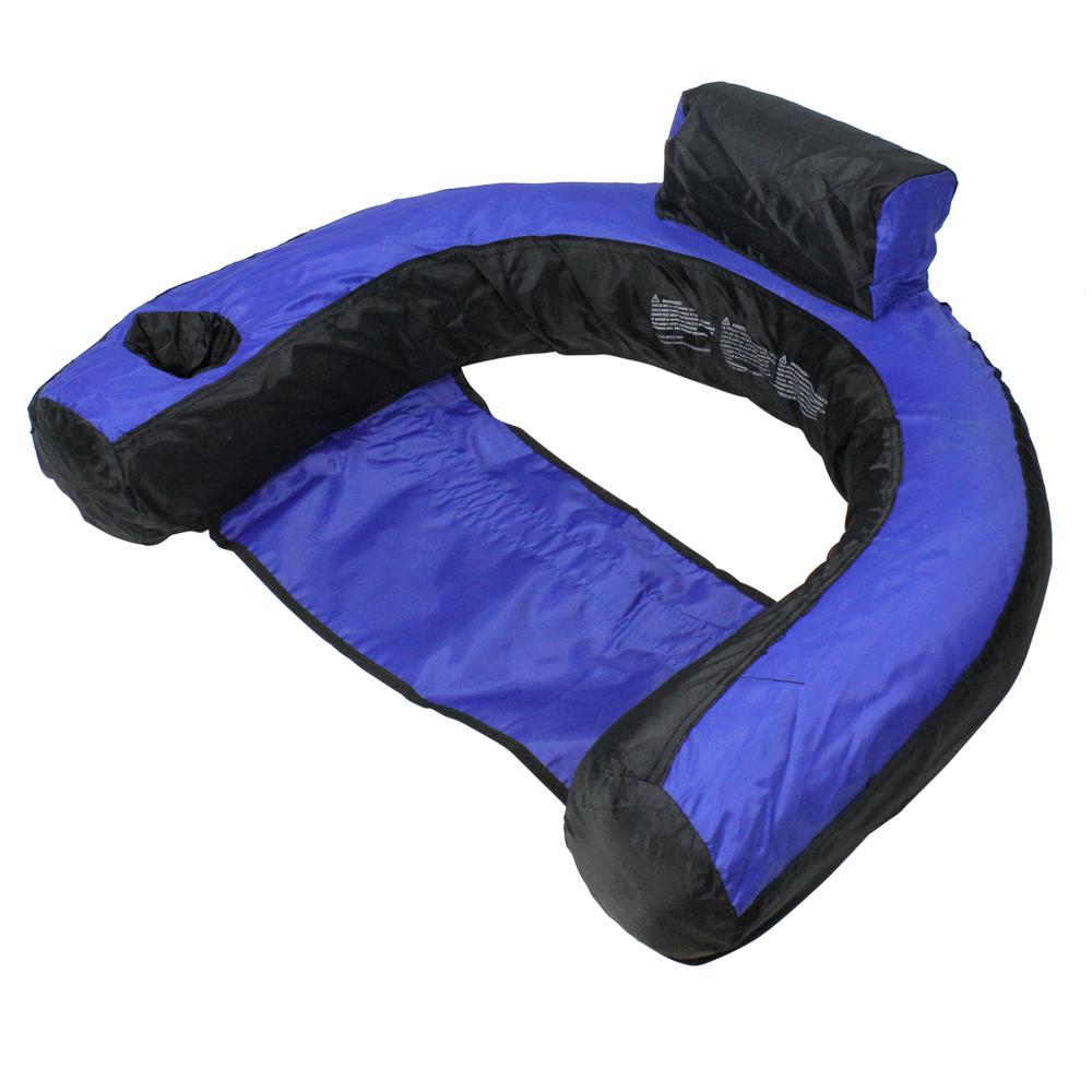 28" Inflatable Blue and Black Floating U-Seat Swimming Pool Lounger. Picture 1