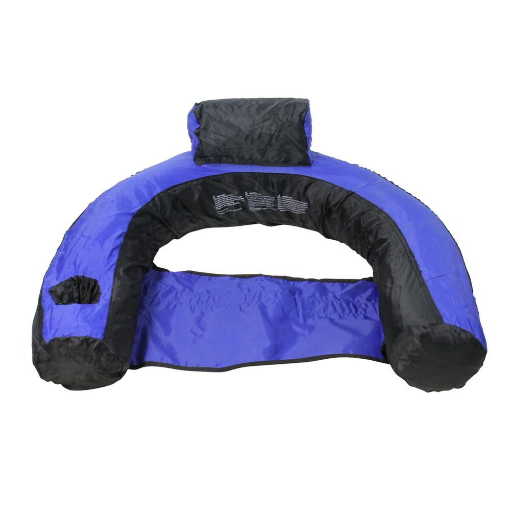 28" Inflatable Blue and Black Floating U-Seat Swimming Pool Lounger. Picture 2