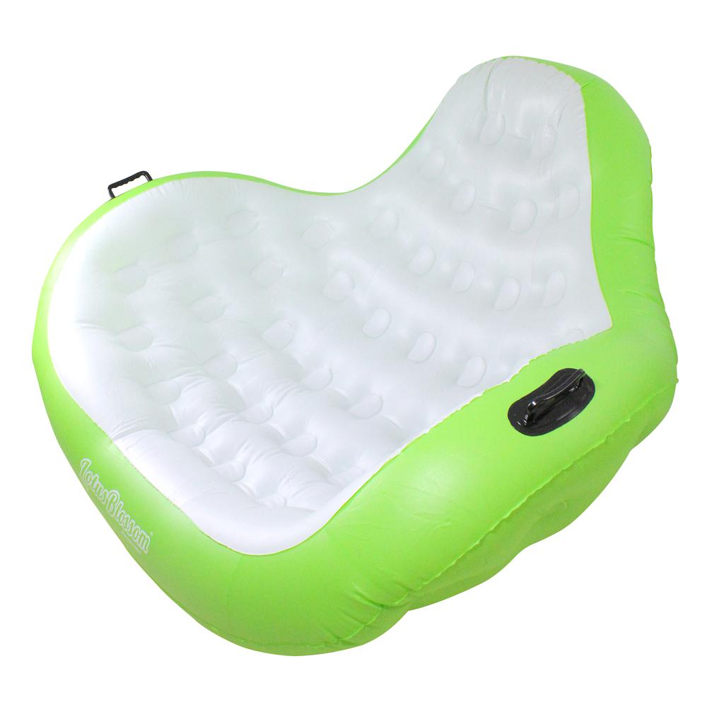 80" Inflatable Green Lotus Blossom Swimming Pool Duo Lounger. Picture 2