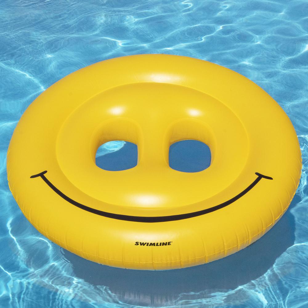 72" Yellow Inflatable Smiley Face 2-Person Circular Raft. Picture 3
