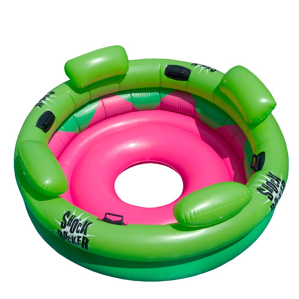 75" Bright Green and Pink Inflatable Shock Rocker Swimming Pool Float Toy. Picture 1