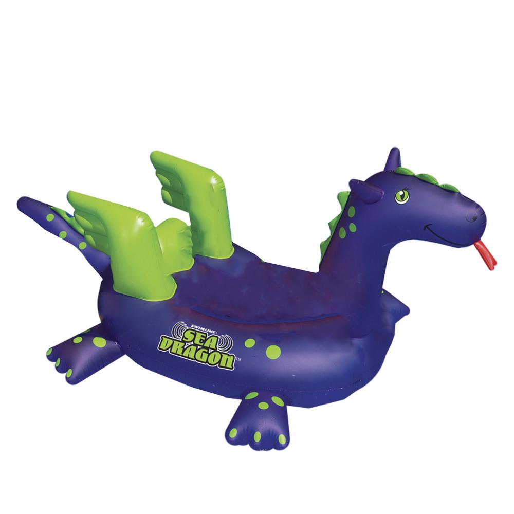 Inflatable Purple and Green Sea Dragon Swimming Pool Float  89-Inch. Picture 1