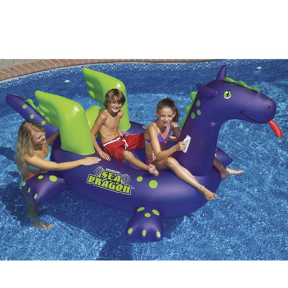 Inflatable Purple and Green Sea Dragon Swimming Pool Float  89-Inch. Picture 2