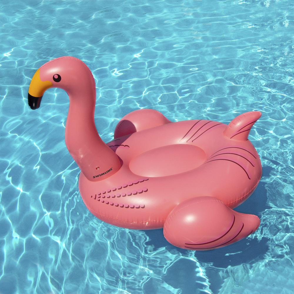 78" Inflatable Pink Giant Flamingo Swimming Pool Ride-On Float Toy. Picture 4