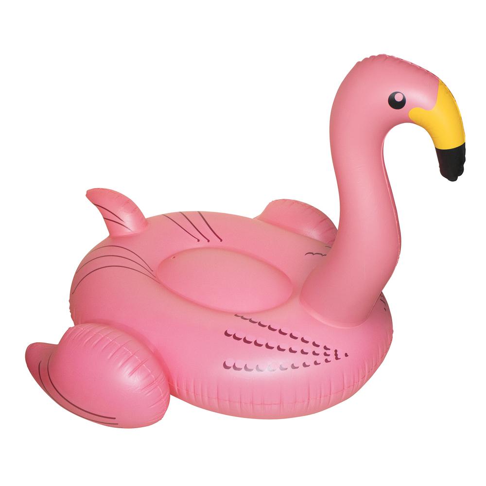 78" Inflatable Pink Giant Flamingo Swimming Pool Ride-On Float Toy. Picture 1