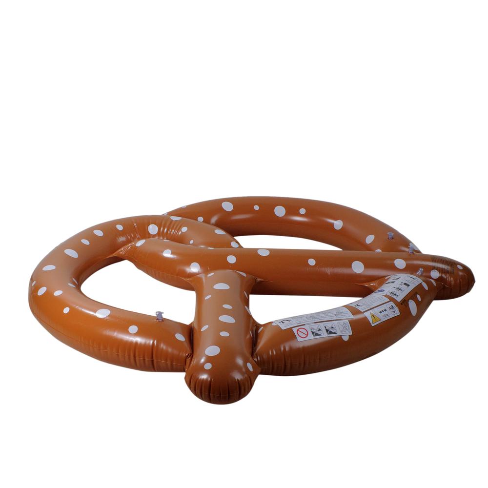 Inflatable Chocolate Brown and White Dotted Giant Pretzel 3-Person Swimming Pool Float  10-Inch. Picture 3