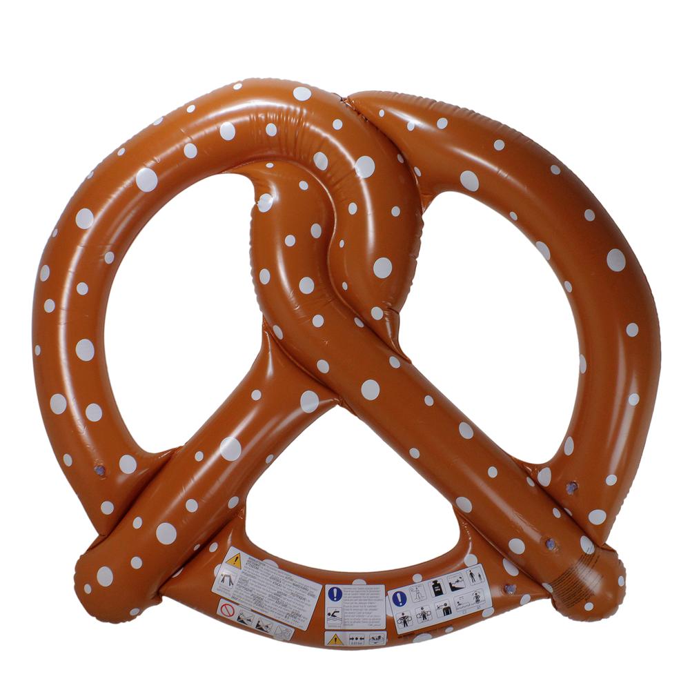 Inflatable Chocolate Brown and White Dotted Giant Pretzel 3-Person Swimming Pool Float  10-Inch. Picture 1