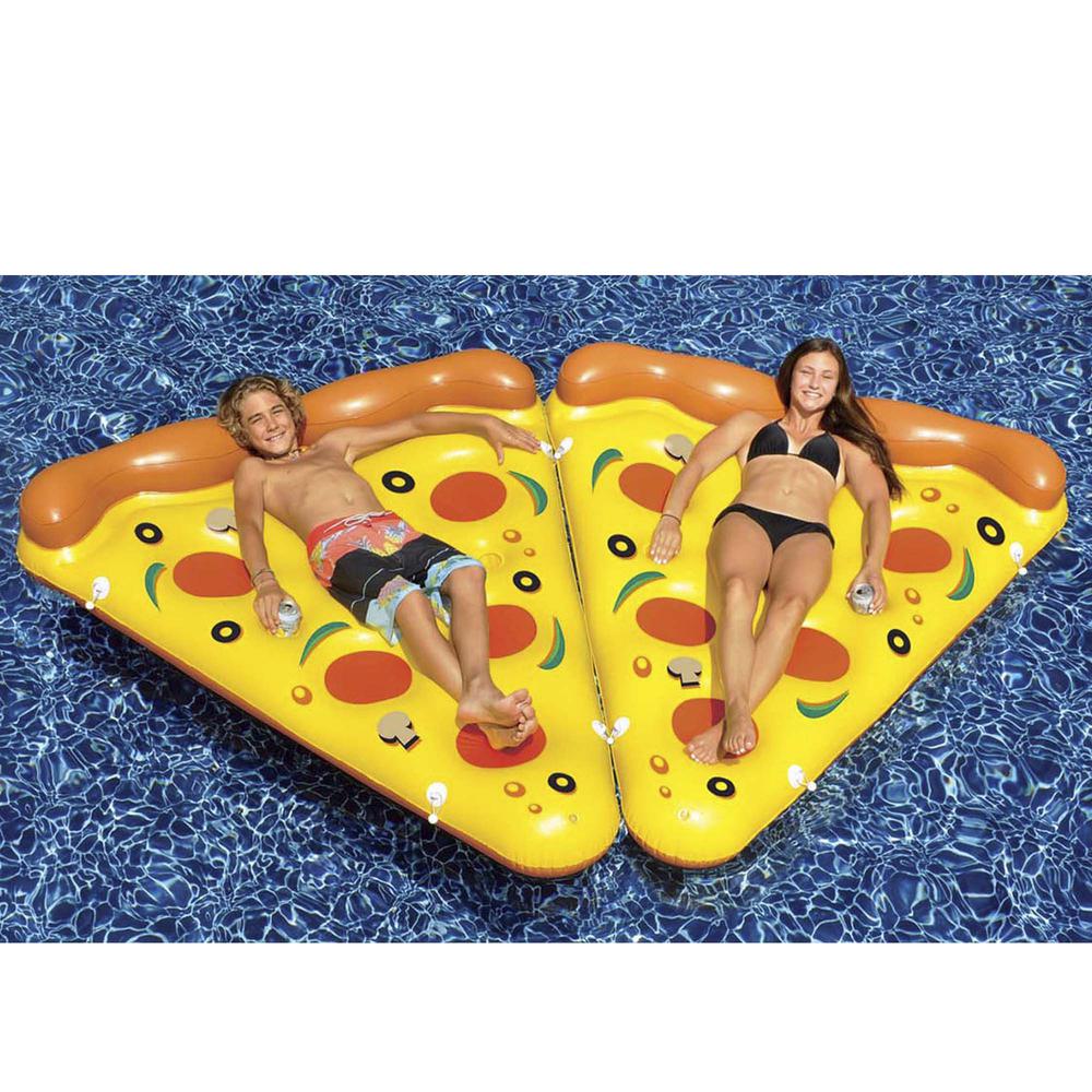 72" Inflatable Yellow and Orange Pizza Slice Swimming Pool Float Raft. Picture 2
