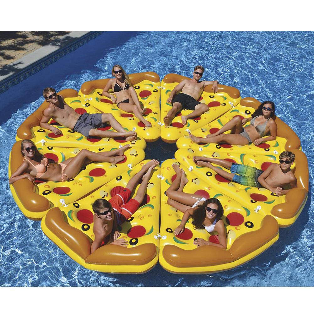 72" Inflatable Yellow and Orange Pizza Slice Swimming Pool Float Raft. Picture 3