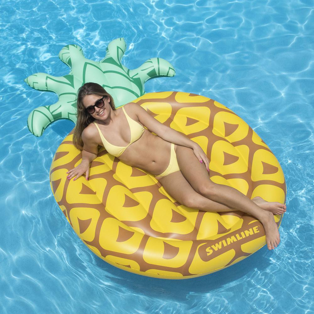 Inflatable Green and Yellow Tropical Pineapple Swimming Pool Raft  86-Inch. Picture 4