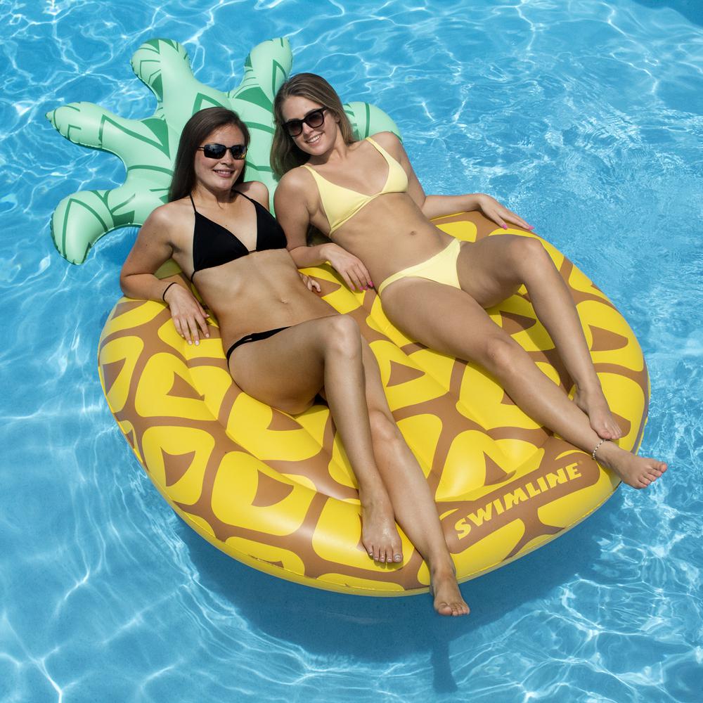 Inflatable Green and Yellow Tropical Pineapple Swimming Pool Raft  86-Inch. Picture 2