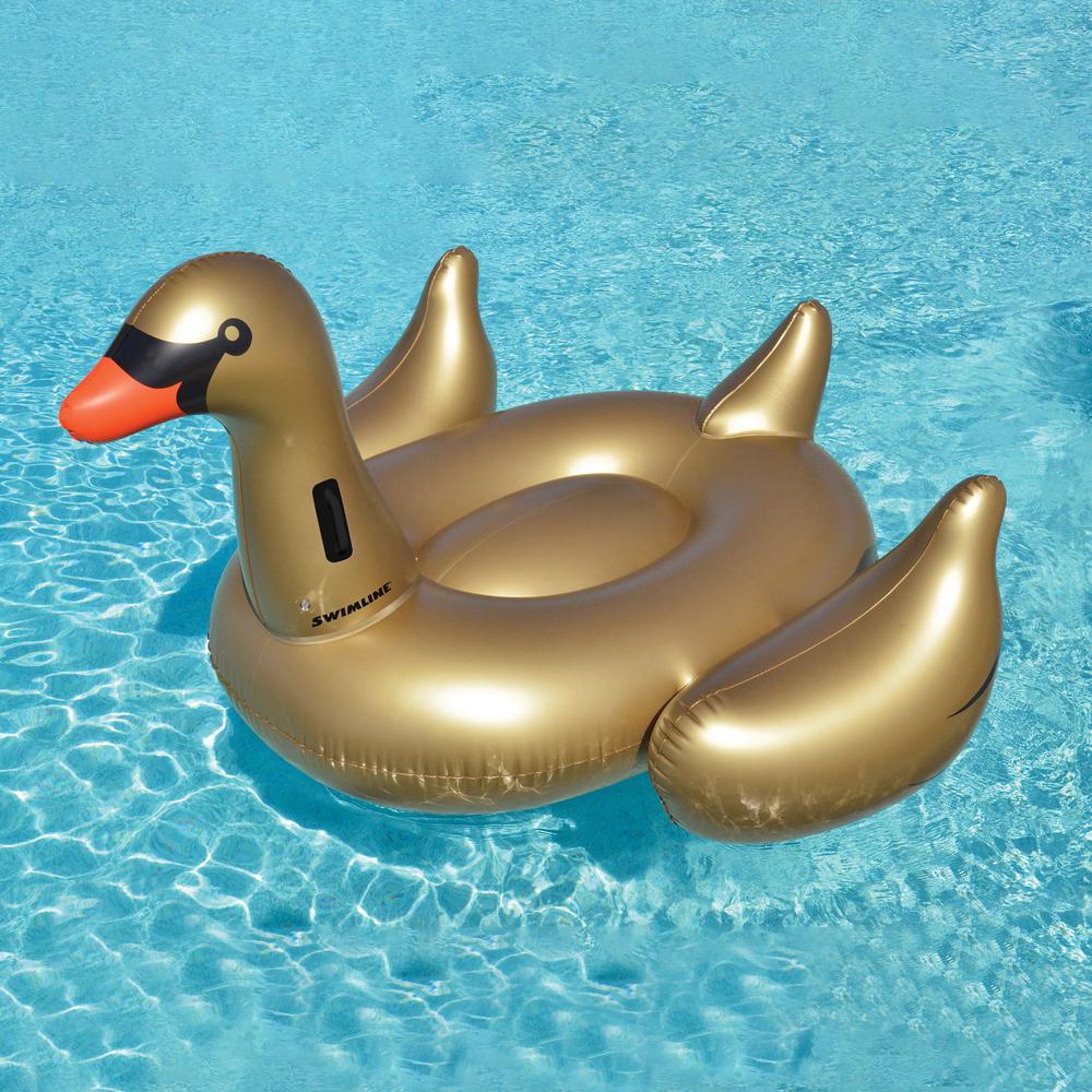Inflatable Gold Giant Swan Swimming Pool Ride-On Float  75-Inch. Picture 4