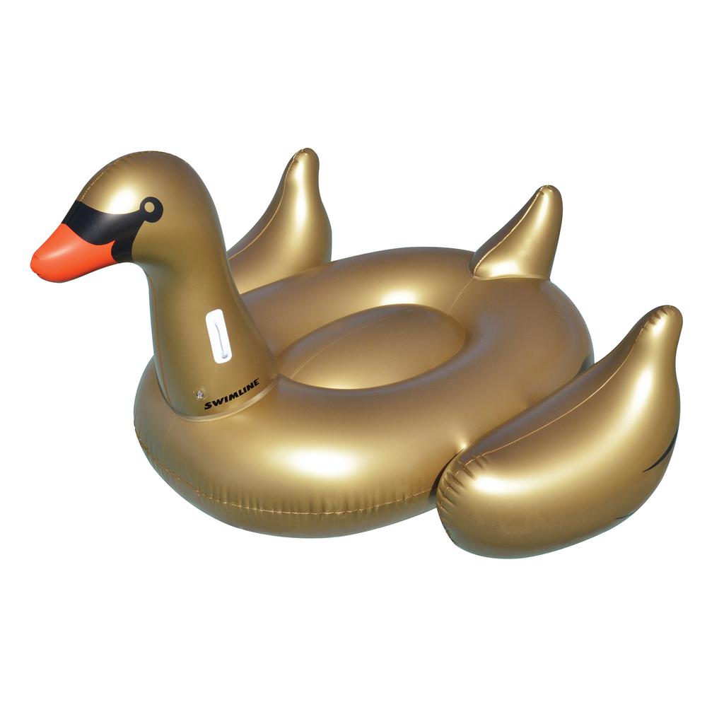 Inflatable Gold Giant Swan Swimming Pool Ride-On Float  75-Inch. Picture 1