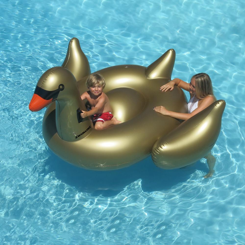 Inflatable Gold Giant Swan Swimming Pool Ride-On Float  75-Inch. Picture 2