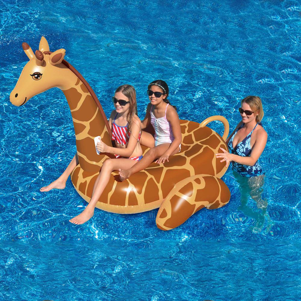 Inflatable Brown Giant Giraffe Swimming Pool Ride-On Lounger  96-Inch. Picture 3